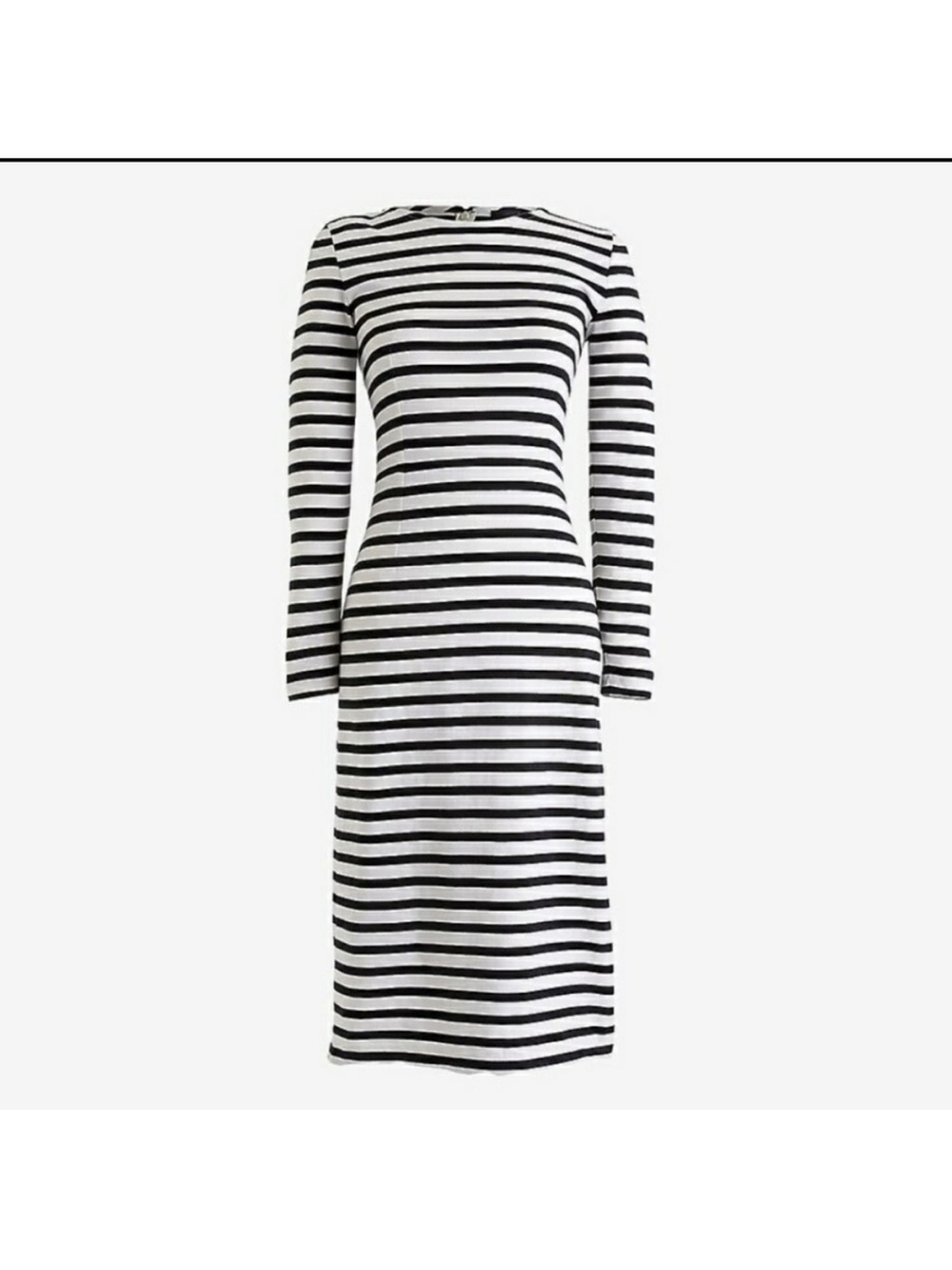 J. Crew Black and White Striped Long-Sleeve Midi Dress